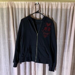 Harley-Davidson Black Zip Hoodie with Red Graphic